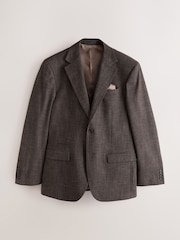 Chocolate Brown Regular Fit Textured Blazer with Wool - Image 7 of 12