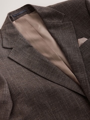 Chocolate Brown Regular Fit Textured Blazer with Wool - Image 8 of 12