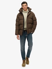 Superdry Brown Hooded Five Baffle Sports Puffer Jacket - Image 4 of 7