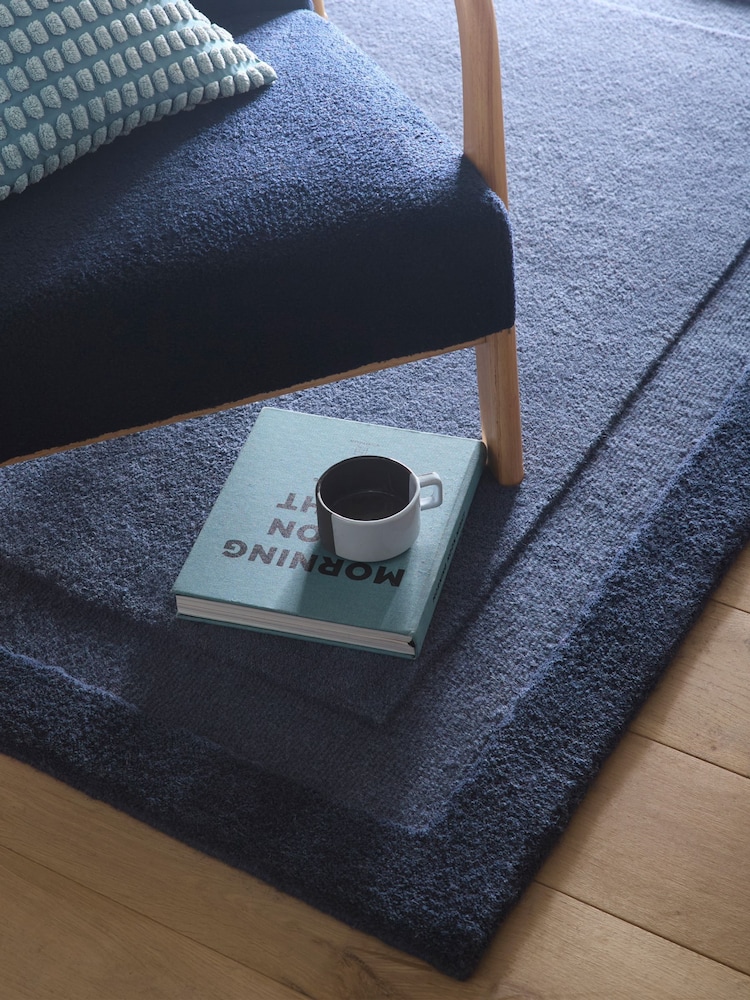 Origin Rugs Evening Blue Stacked Border Rug - Image 2 of 5 Origin Rugs Evening Blue Stacked Border Rug - Image 2 of 5