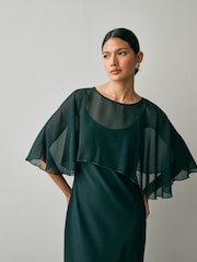 Green Cape Wedding Guest Bridesmaid Maxi Dress - Image 6 of 11