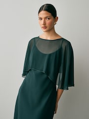 Green Cape Wedding Guest Bridesmaid Maxi Dress - Image 7 of 11