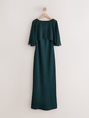 Green Cape Wedding Guest Bridesmaid Maxi Dress - Image 8 of 11