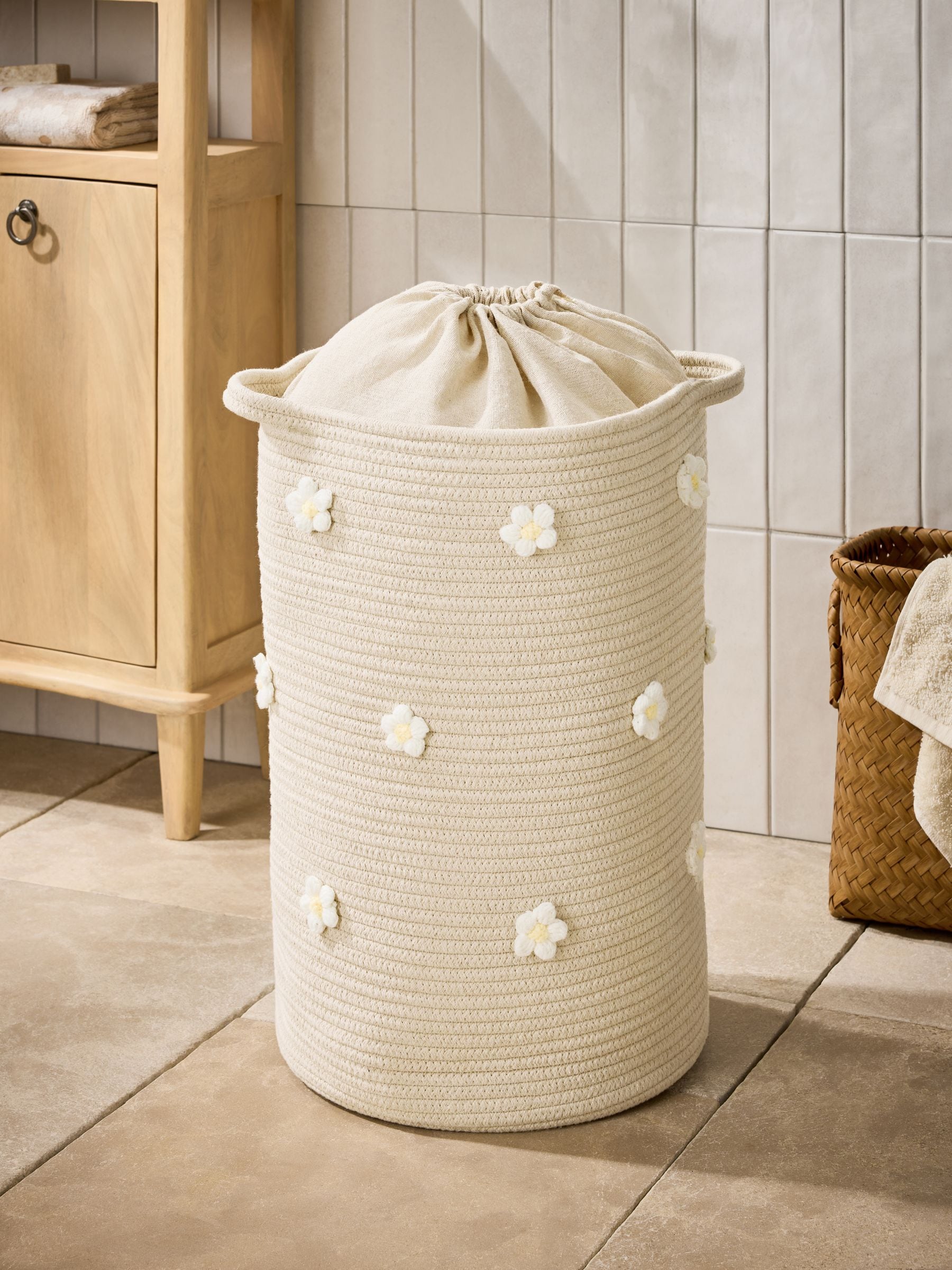 Buy Natural Daisy Bag Laundry Basket from Next USA