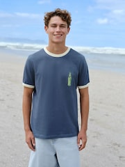 Blue Sprite Back Print Graphic Ringer T-Shirt - Image 3 of 8