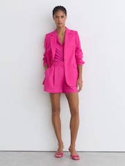 Reiss Pink Charli Tailored Shorts with Linen - Image 1 of 6