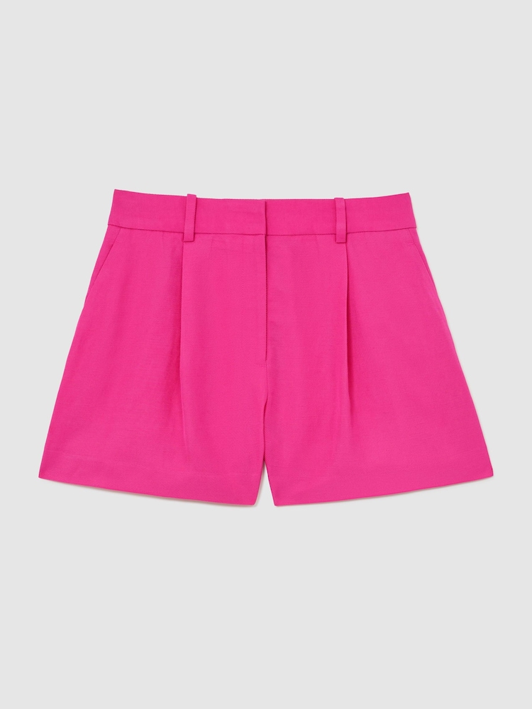 Reiss Pink Charli Tailored Shorts with Linen - Image 2 of 6