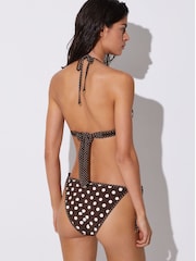 Reiss Chocolate Brown/Ivory Hennel Polka-Dot Triangle Bikini Top - Image 5 of 6