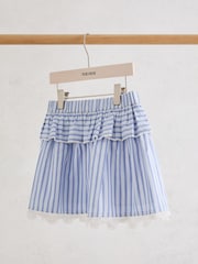 Reiss Blue/White Julie Cotton Striped Lace-Trim Skirt - Image 1 of 3