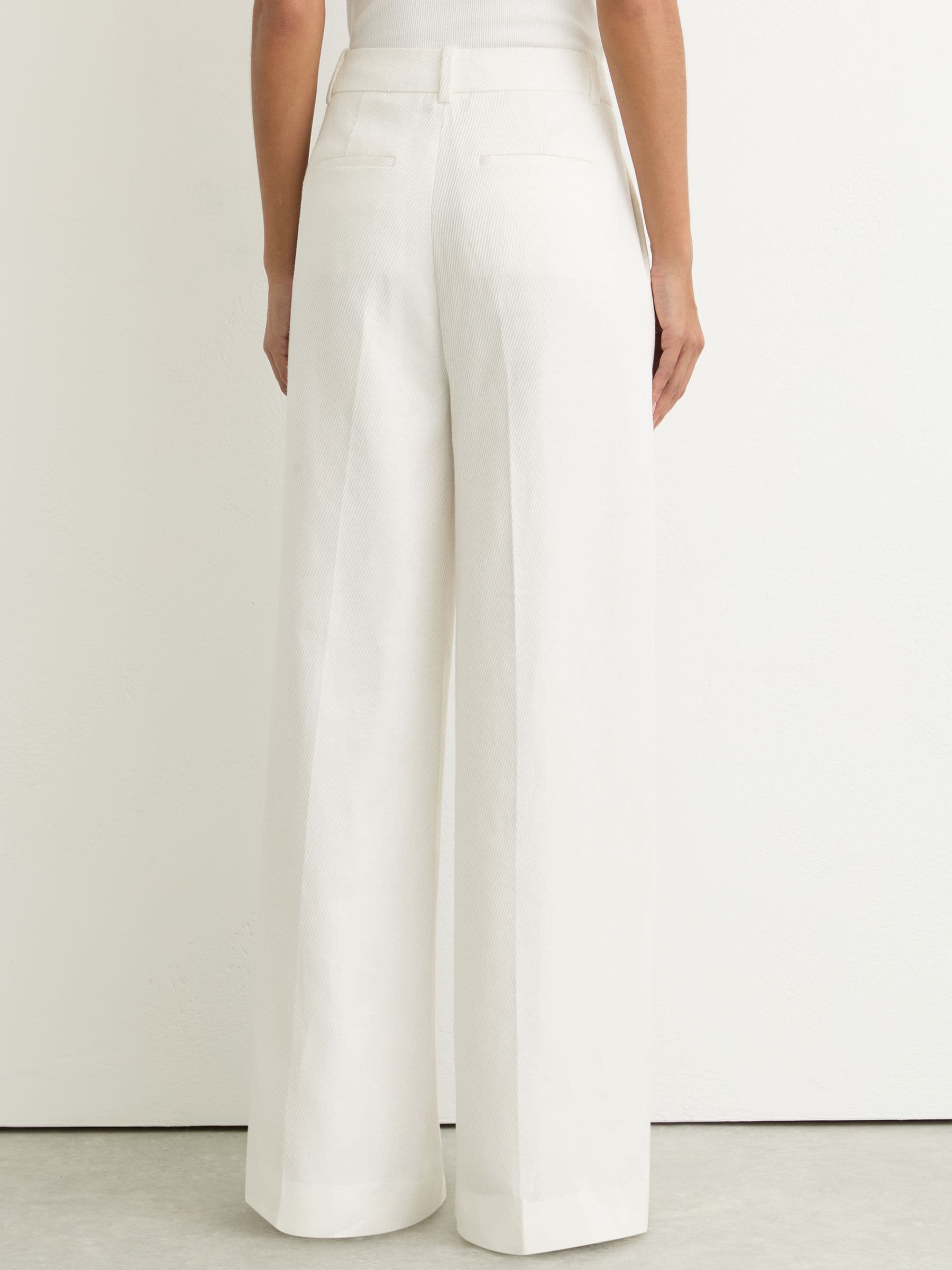 Buy Reiss White Alyx Linen-Blend Wide-Leg Trousers from Next USA