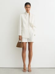 Reiss White Alyx Linen-Blend Double-Breasted Suit Jacket - Image 1 of 6