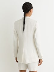 Reiss White Alyx Linen-Blend Double-Breasted Suit Jacket - Image 5 of 6