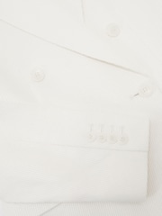 Reiss White Alyx Linen-Blend Double-Breasted Suit Jacket - Image 6 of 6