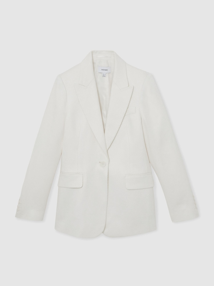 Reiss White Alyx Linen-Blend Single-Breasted Suit Jacket - Image 2 of 8