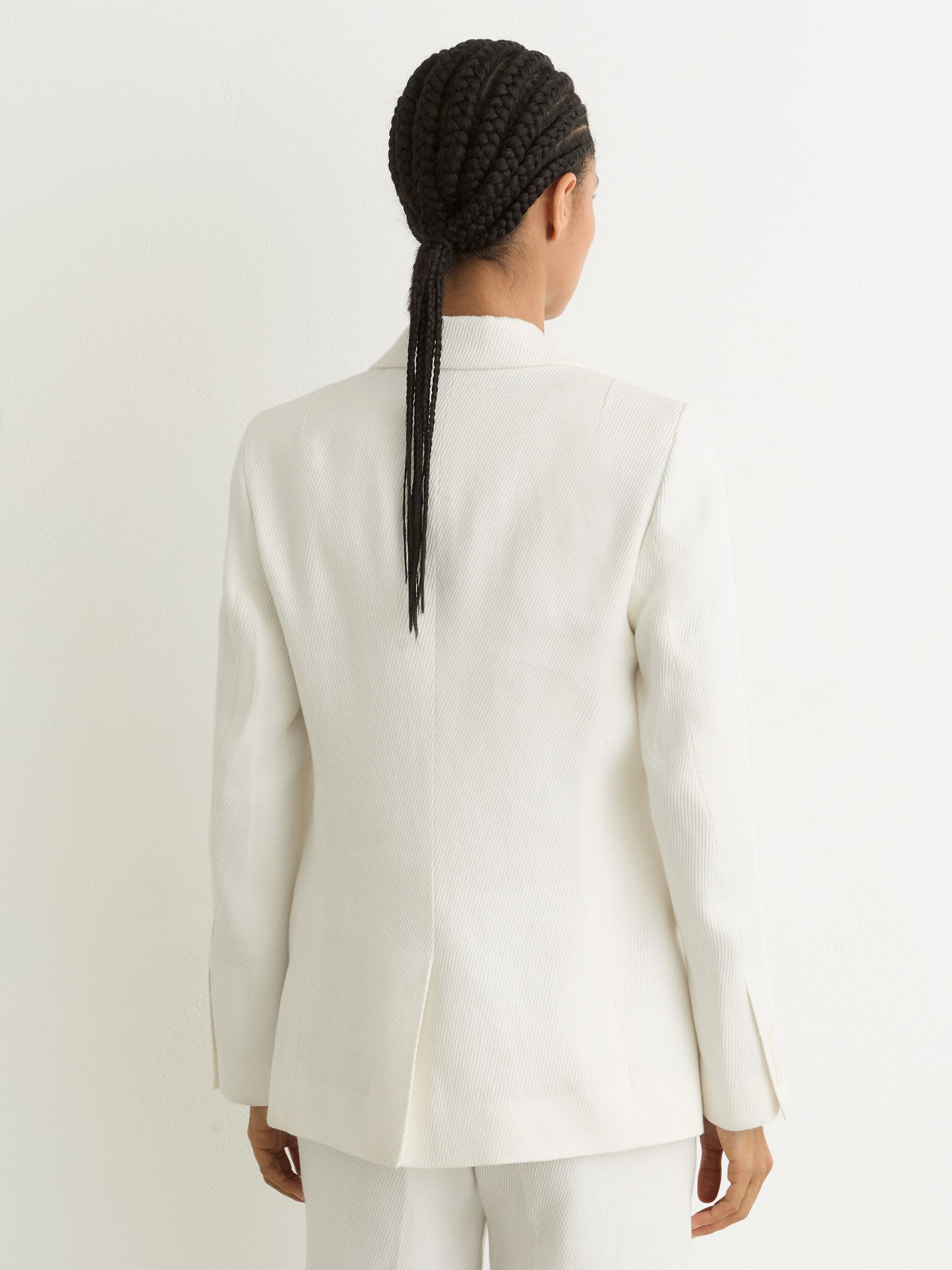 Buy Reiss White Alyx Linen-Blend Single-Breasted Suit Jacket from
