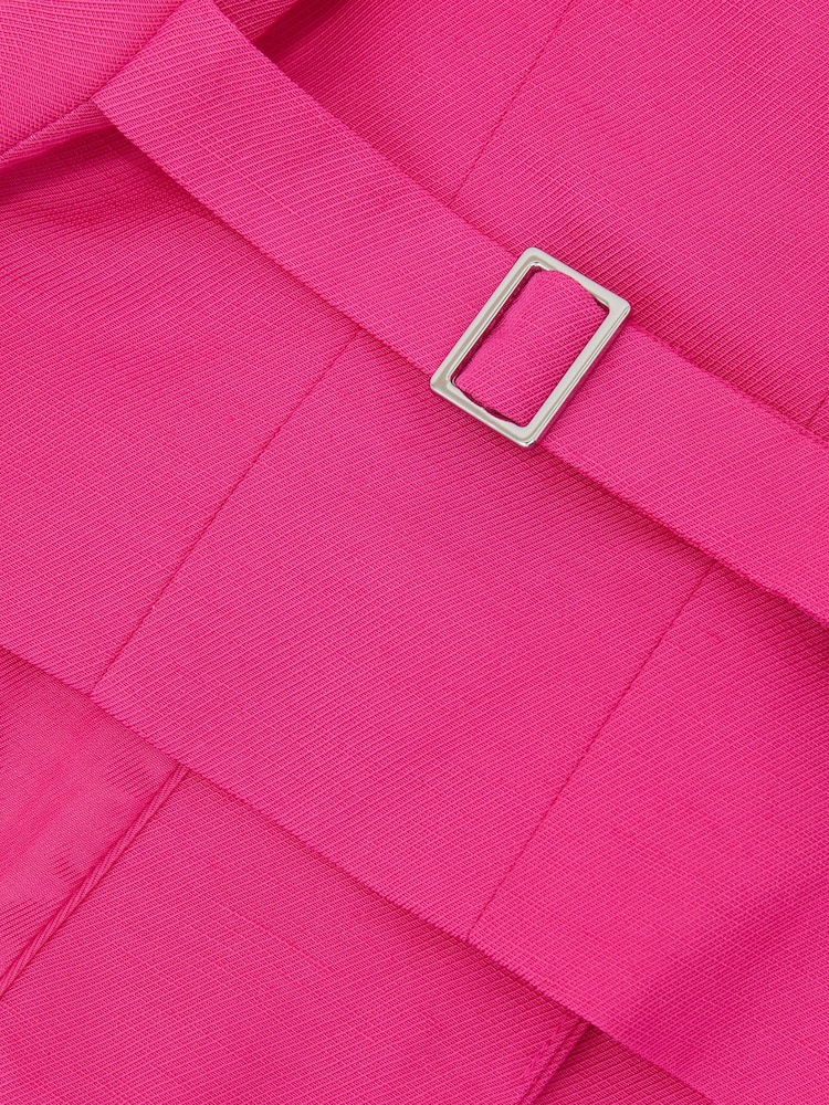 Reiss Pink Charli Button-Through Tailored Waistcoat with Linen - Image 7 of 7