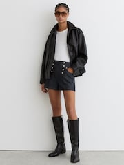 Reiss Dark Blue Skylar Button-Detail Denim Shorts - Image 4 of 6