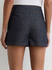 Reiss Dark Blue Skylar Button-Detail Denim Shorts - Image 5 of 6