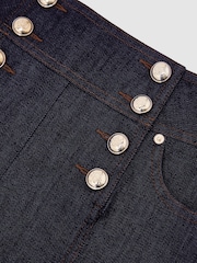 Reiss Dark Blue Skylar Button-Detail Denim Shorts - Image 6 of 6