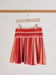 Reiss Red Milo 3-9 yrs Stripe-Knit Pleated Skirt - Image 2 of 3