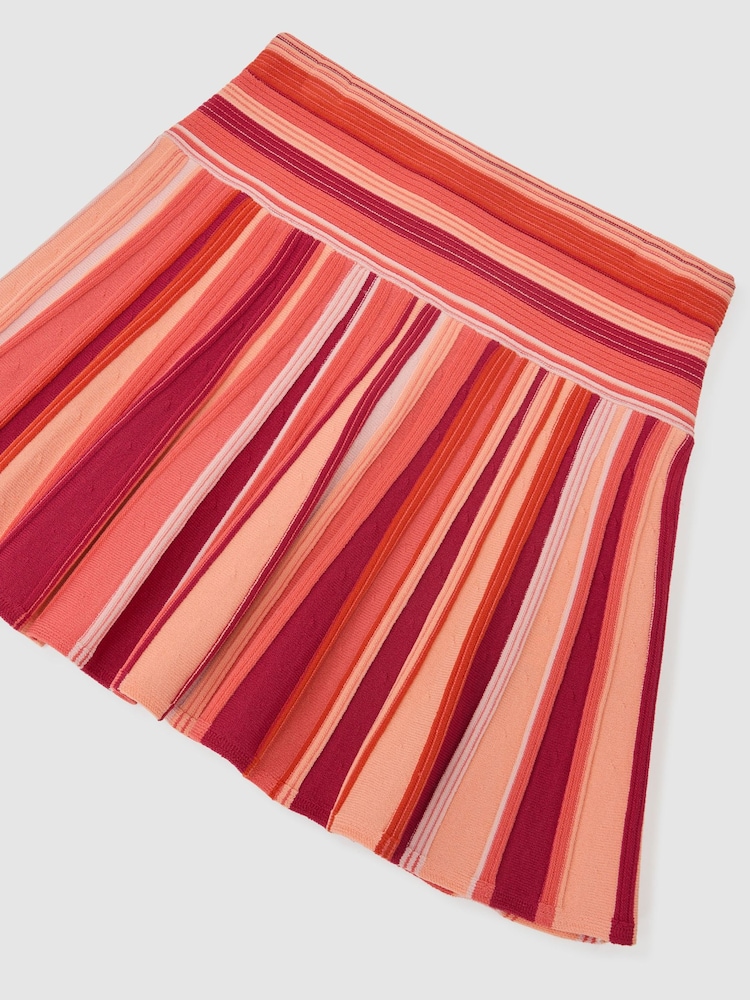 Reiss Red Milo 3-9 yrs Stripe-Knit Pleated Skirt - Image 3 of 3