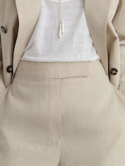 Reiss Neutral Kit Linen Wide-Leg Suit Trousers - Image 4 of 8
