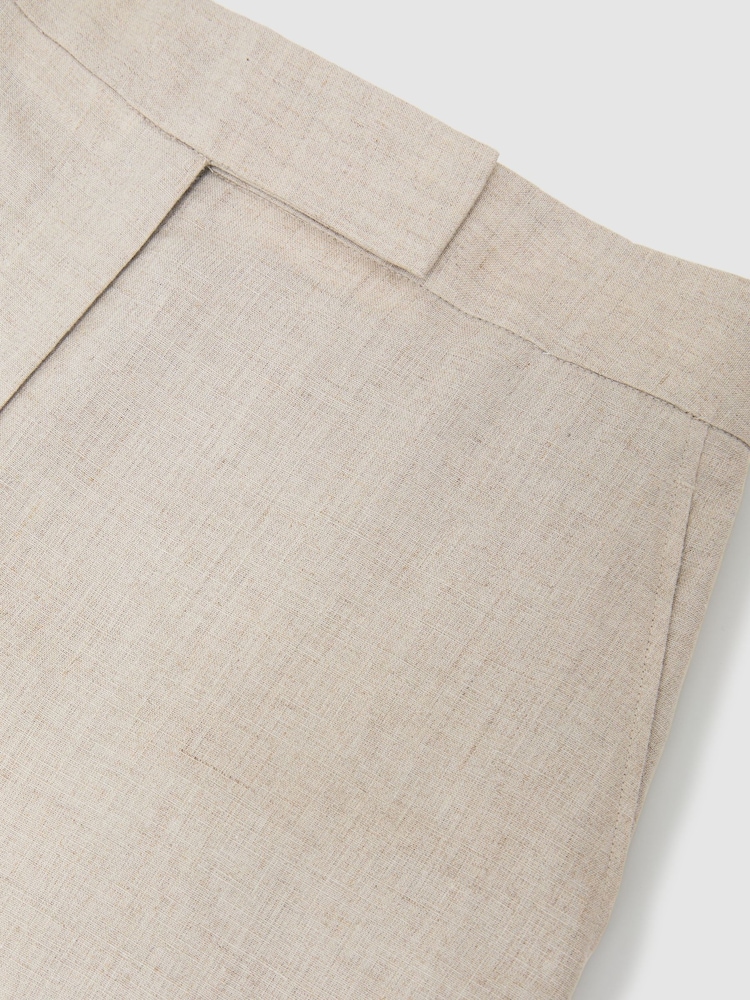 Reiss Neutral Kit Linen Wide-Leg Suit Trousers - Image 8 of 8