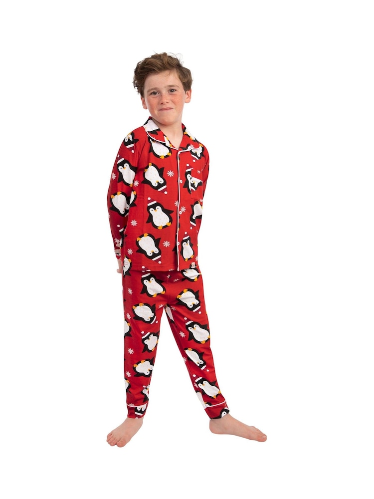 Conjunto de pijama navideño de pingüino con botones de Harry Bear - Imagen 1 de 12