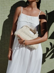 White Pintuck Foldover Midi Summer Dress - Image 6 of 6