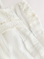 White Pintuck Foldover Midi Summer Dress - Image 8 of 9