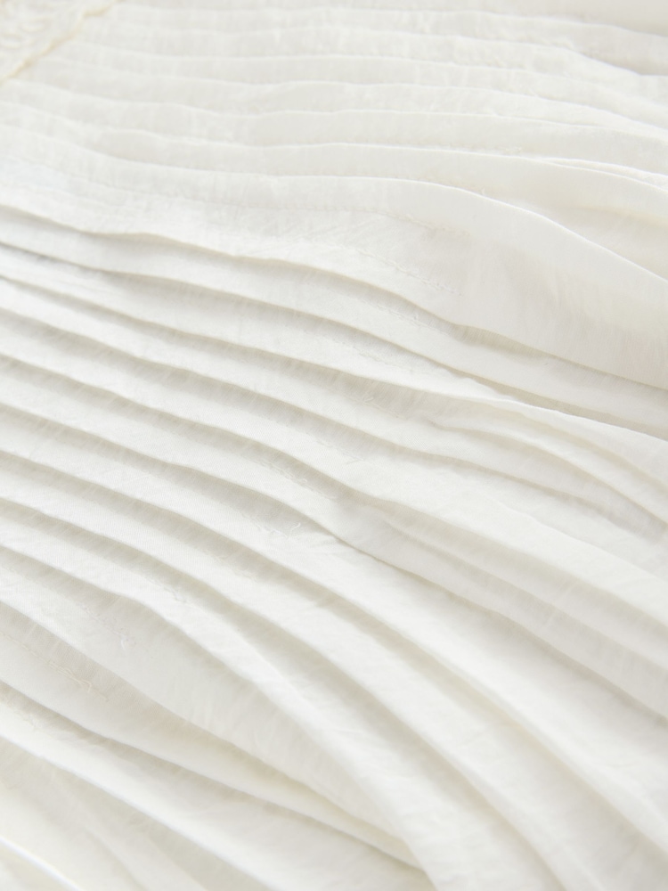 White Pintuck Foldover Midi Summer Dress - Image 9 of 9 White Pintuck Foldover Midi Summer Dress - Image 9 of 9