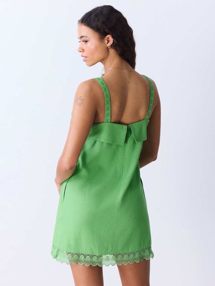 green lace sleeveless dress Mac Duggal Women's Lace A-Line Midi-Dress - Army Green