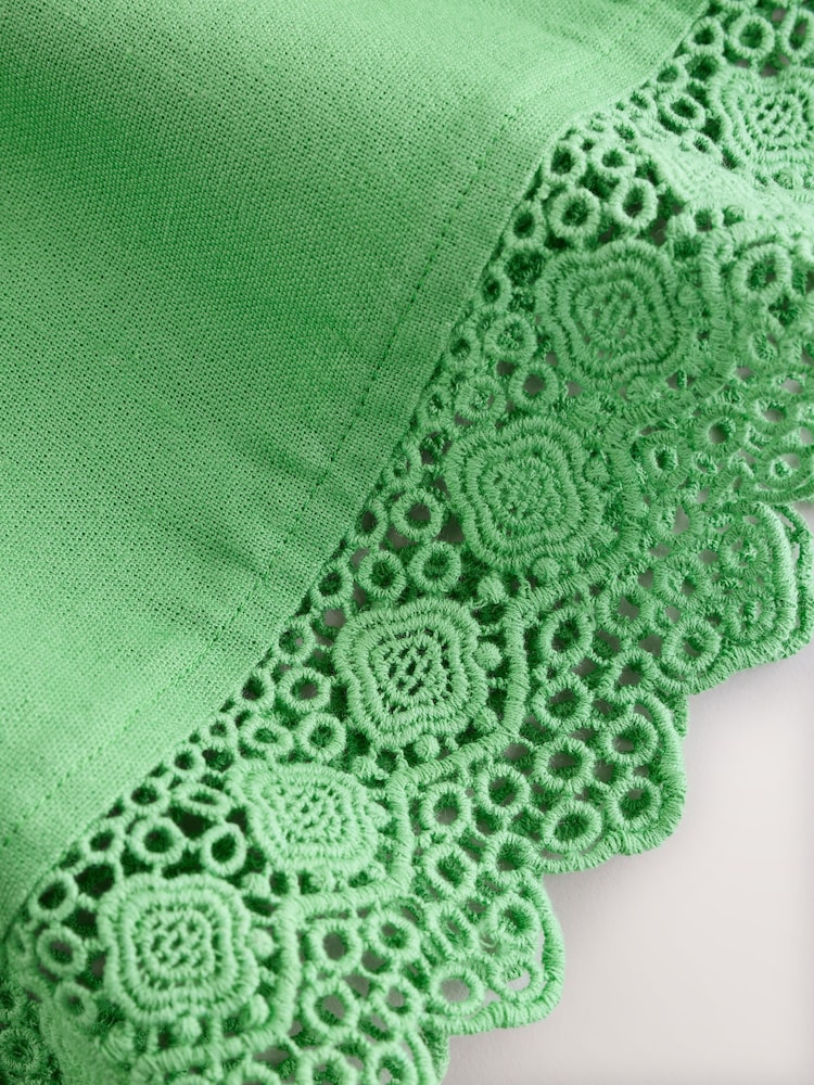Buy Green Lace Trim Strappy Foldover Mini Summer Dress from Next Oman