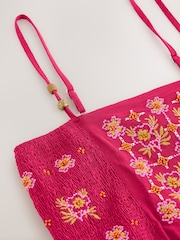 Pink Beaded Detail Strappy Embroidered Mini Summer Dress - Image 7 of 8