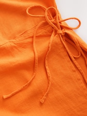 橙色 - 亚麻 Rich 裹身裙裤连体短裤 - 图片8 / 9