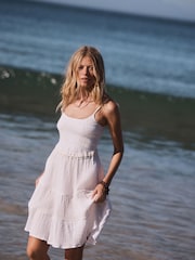White Strappy Mini Tiered Dress - Image 2 of 4