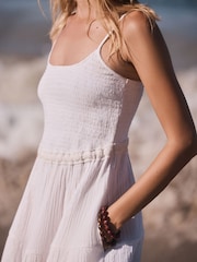 White Strappy Mini Tiered Dress - Image 4 of 4