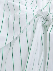 Green/Ecru Stripe Halter Scarf Mini Summer Dress - Image 2 of 3
