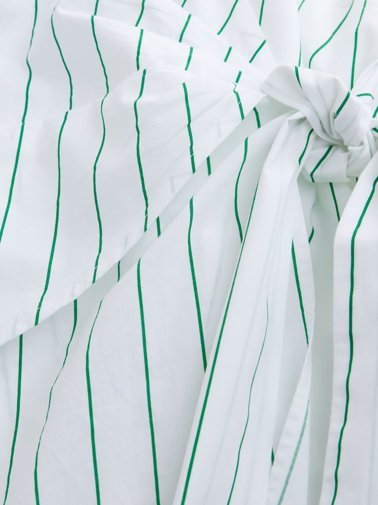 Green/Ecru Stripe Halter Scarf Mini Summer Dress - Image 2 of 3