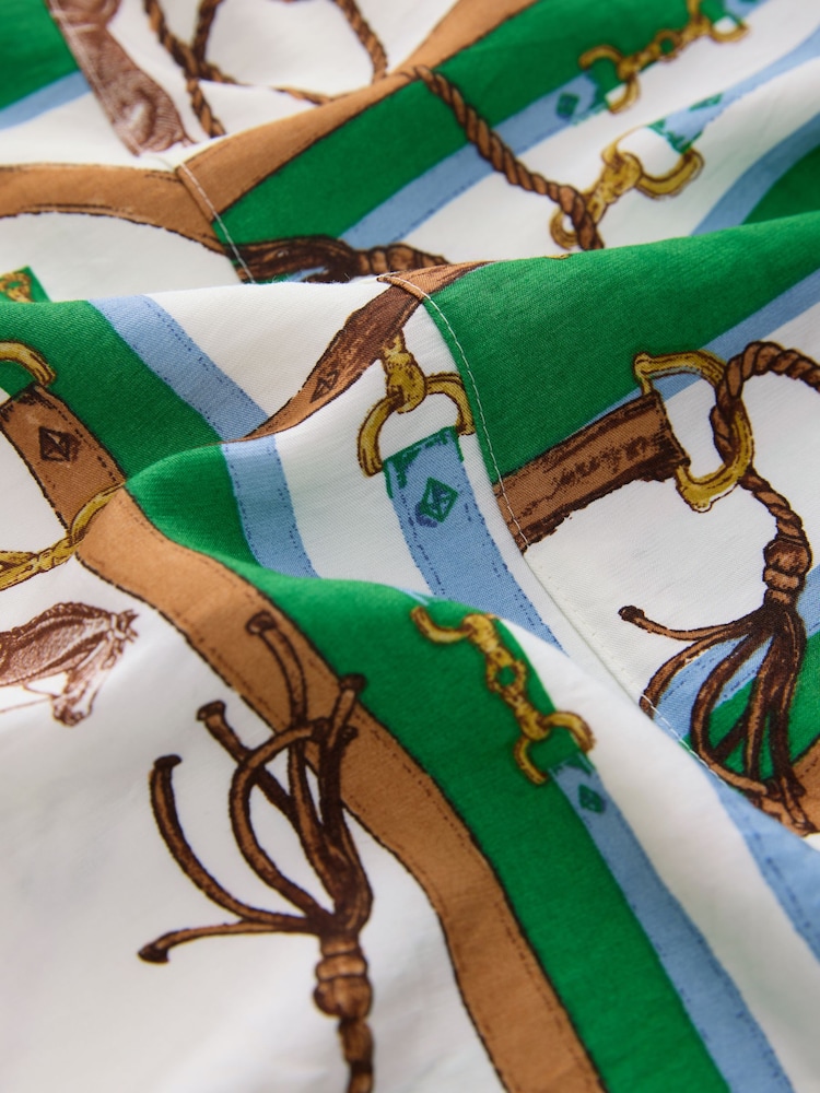 Impression verte - Robe mi-longue dos nu ceinturée - Image 7 de 7