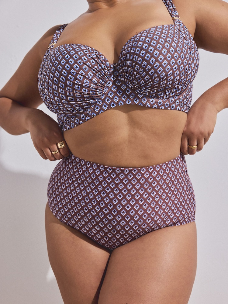 Čokoládově hnědá s geometrickým vzorem - Plavkové kalhotky - Obrázek 1 z 9