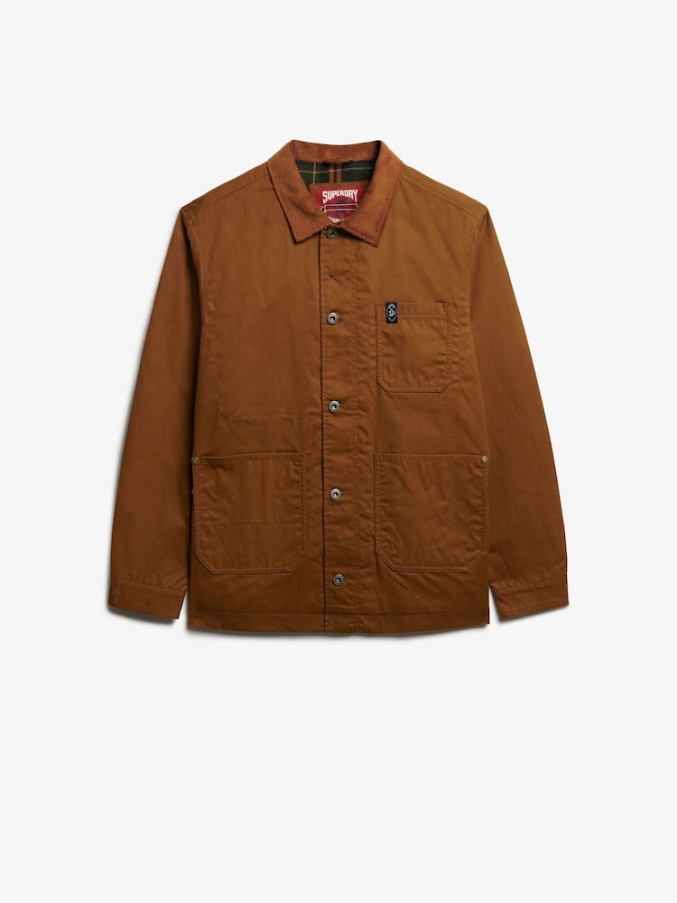 Superdry Brown The Merchant Store - Waxed Worker Jacket - Image 6 of 6 Superdry Brown The Merchant Store - Waxed Worker Jacket - Image 6 of 6