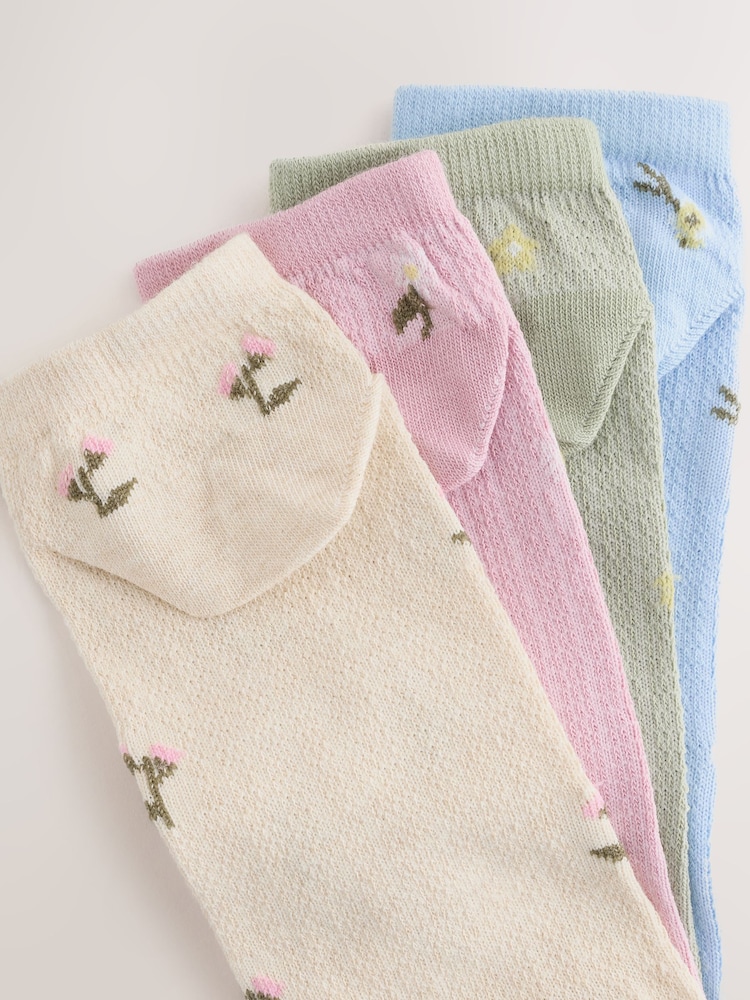 Pastel Ditsy Floral - Strukturierte Sneaker-Socken, 4er-Pack - Bild 8 von 8