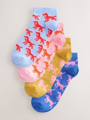 Multicolour Dog Pattern Trainer Socks 4 Pack - Image 1 of 5