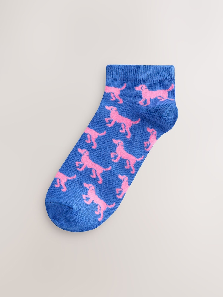 Multicolour Dog Pattern Trainer Socks 4 Pack - Image 2 of 5