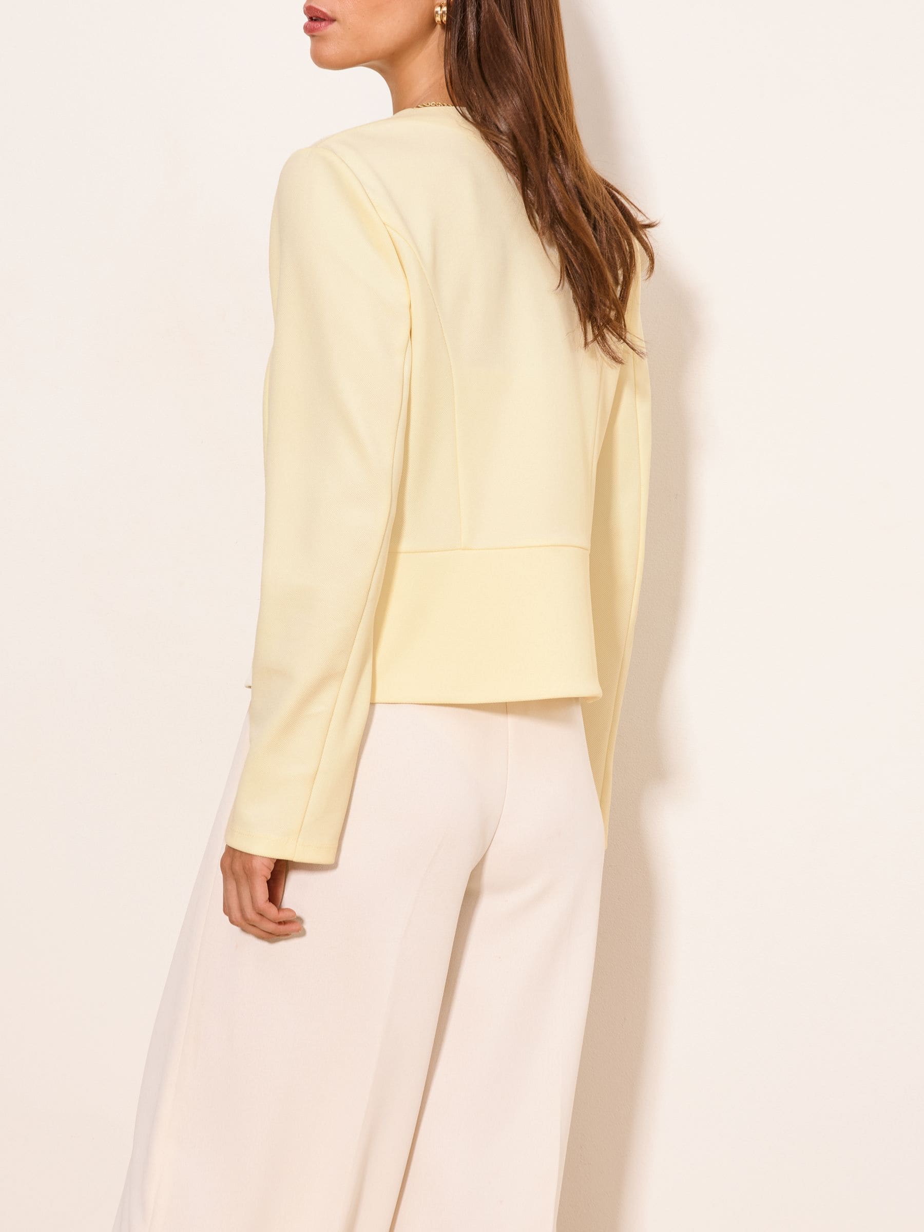 Buy Lipsy Butter Yellow Cropped Collarless Blazer from Next USA