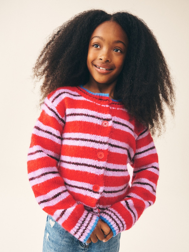 Red Stripe Knitted Cardigan (3-16yrs) - Image 1 of 4