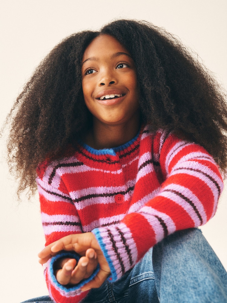 Red Stripe Knitted Cardigan (3-16yrs) - Image 4 of 4