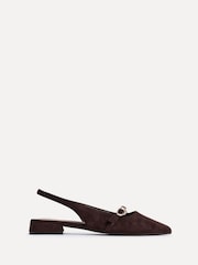 Linzi Brown Align Pointed Toe Ballet Flats With Buckle Detail - Image 2 of 5