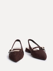 Linzi Brown Align Pointed Toe Ballet Flats With Buckle Detail - Image 3 of 5